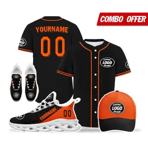 Custom Black Orange Jersey MaxSoul Shoes and Hat Combo Offer Personalized ZH-D0b0087-b