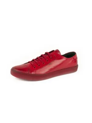 Distressed Leather Low Top Sneaker - Red