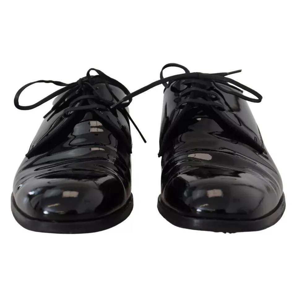 Dolce & Gabbana Black Patent Leather Derby Dress Shoes