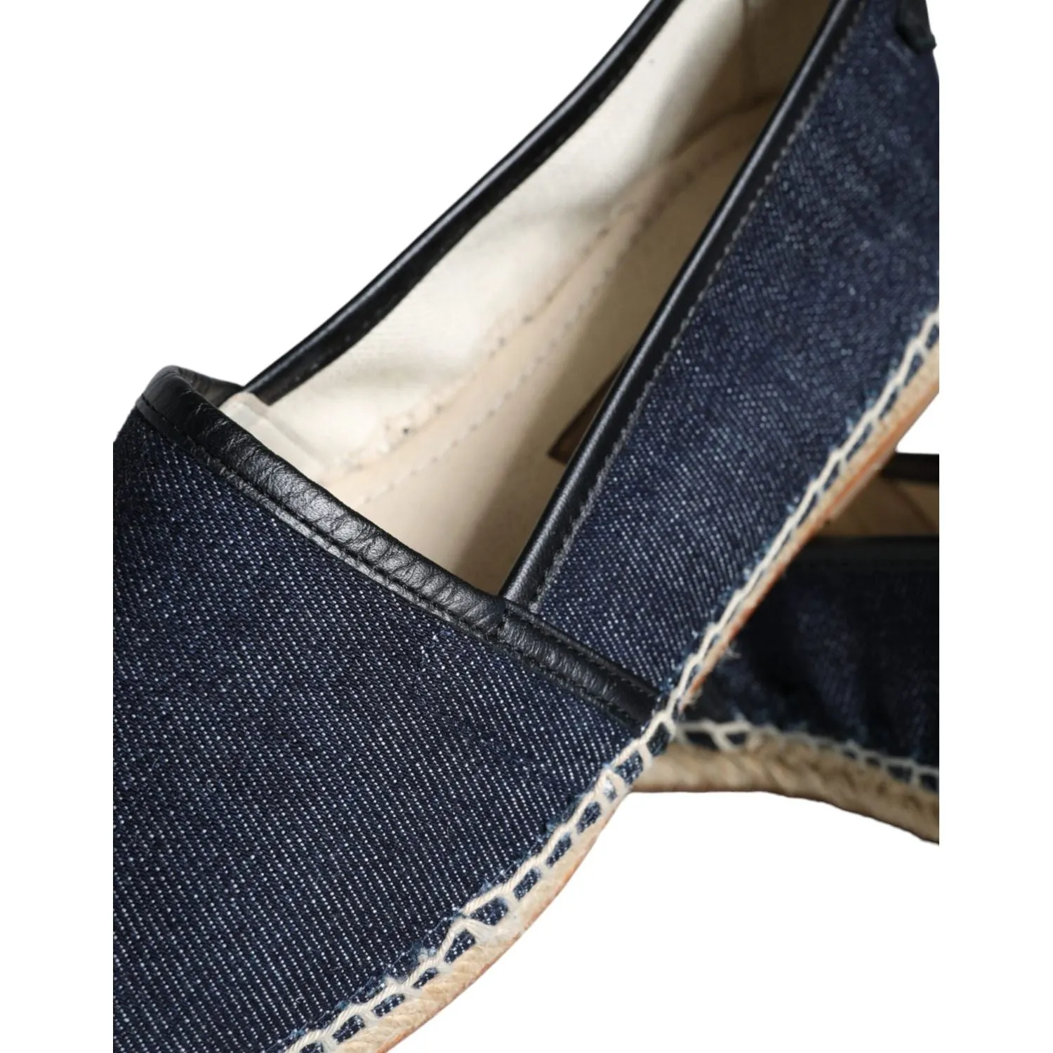 Dolce & Gabbana Blue Denim Cotton Leather Espadrilles Shoes