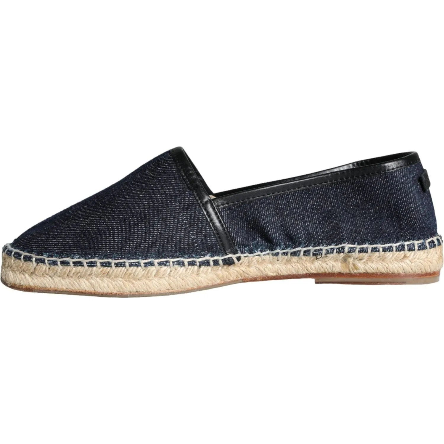 Dolce & Gabbana Blue Denim Cotton Leather Espadrilles Shoes