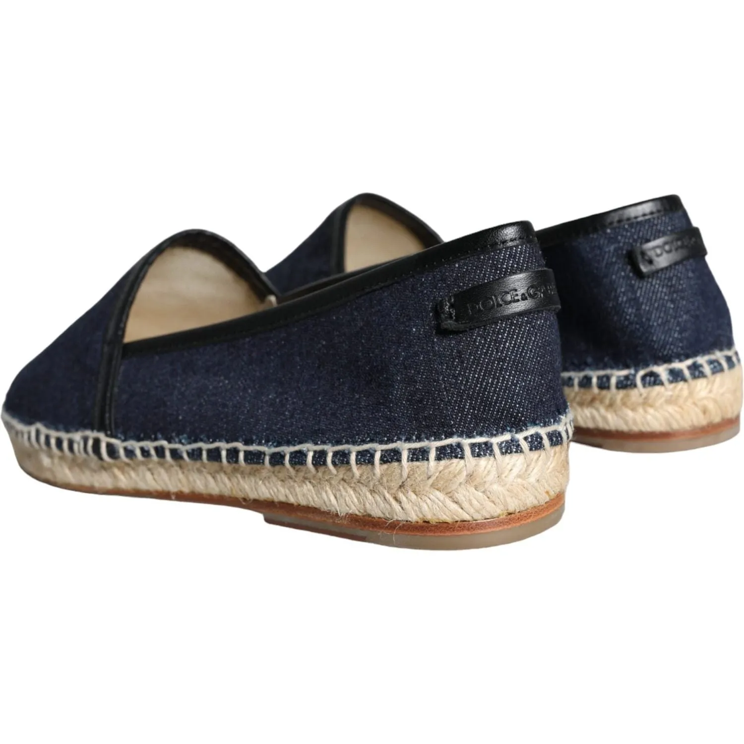 Dolce & Gabbana Blue Denim Cotton Leather Espadrilles Shoes