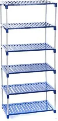 DPH 6 Shelf Shoe Rack(Blue & White), Sturdy, Kitchen Storage, Shoe Stand, Metal, Plastic, Multipurpose use, Space-Saving, Shoe Organizer, Rover Rack, Shoe Storage, Shoe Rack