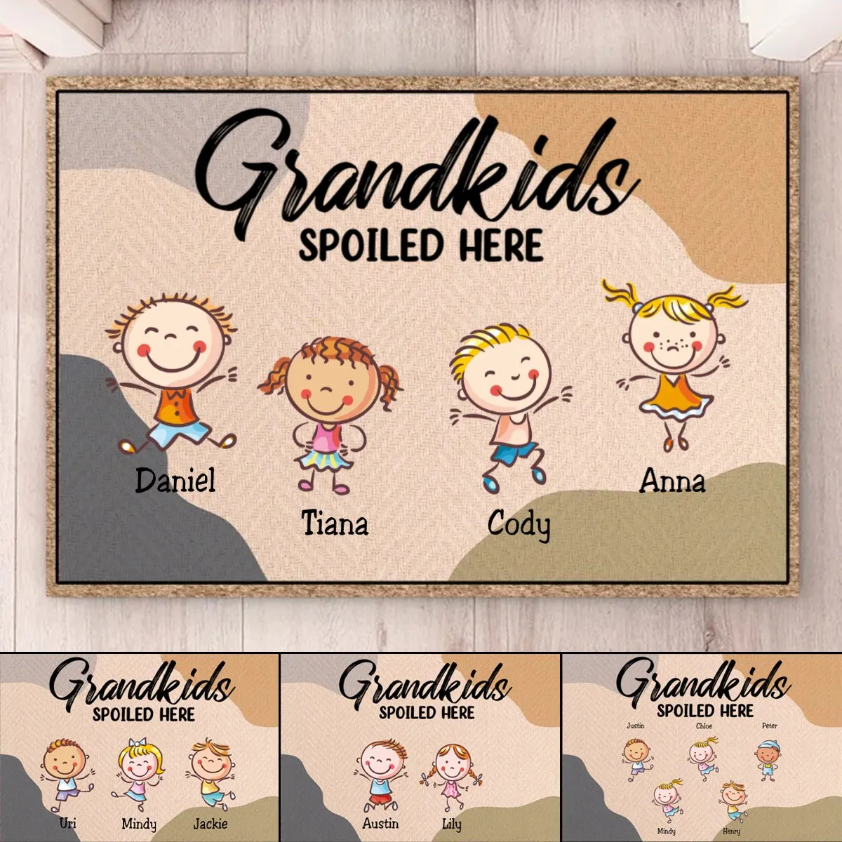 Family - Grandkids Spoiled Here - Personalized Doormat