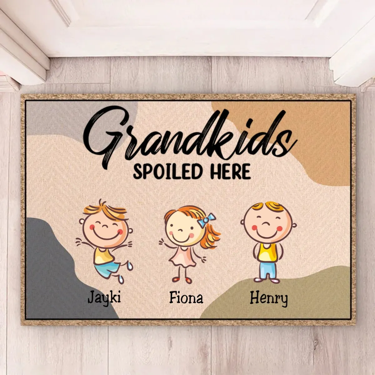 Family - Grandkids Spoiled Here - Personalized Doormat