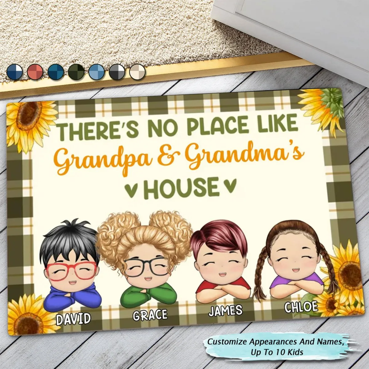 Family - There's No Place Like Grandma & Grandpa's House - Personalized Doormat