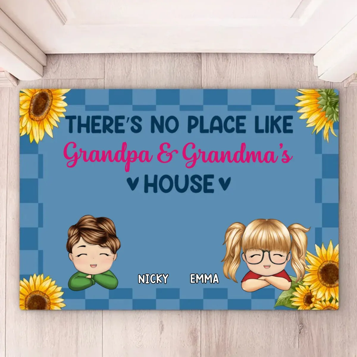 Family - There's No Place Like Grandma & Grandpa's House - Personalized Doormat