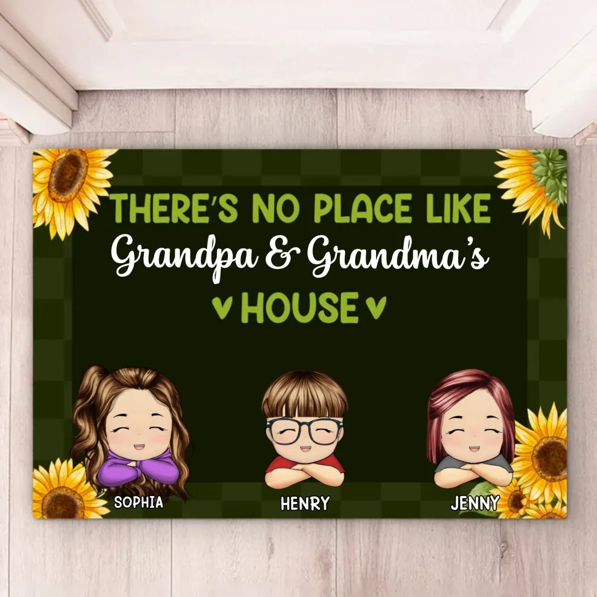 Family - There's No Place Like Grandma & Grandpa's House - Personalized Doormat