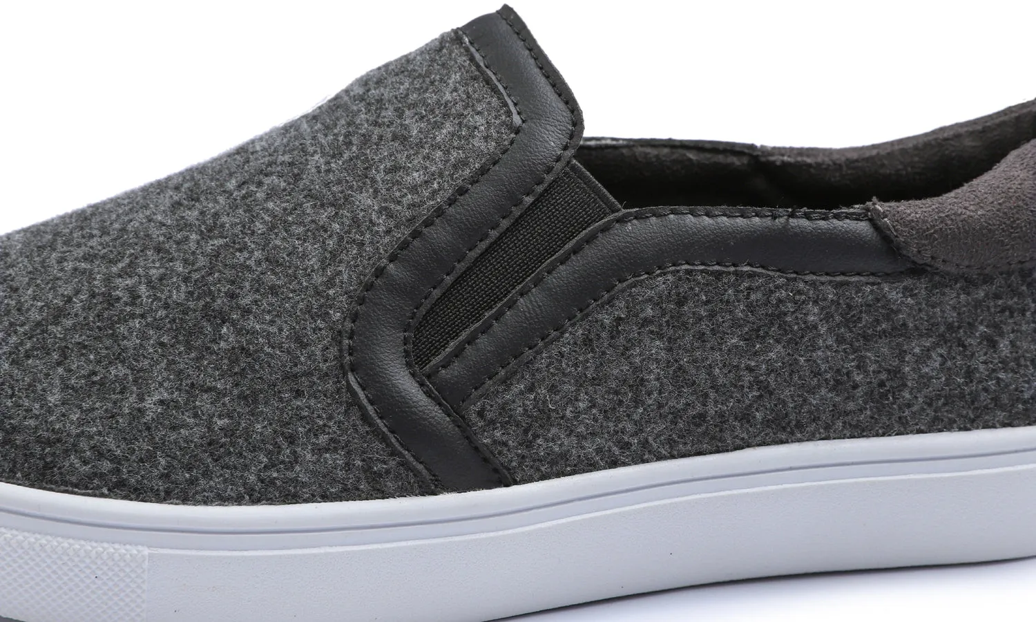 Feversole Women's Casual Slip On Sneaker Comfort Cozy Winter Warm Loafer Low Top Faux Dark Grey Woolen