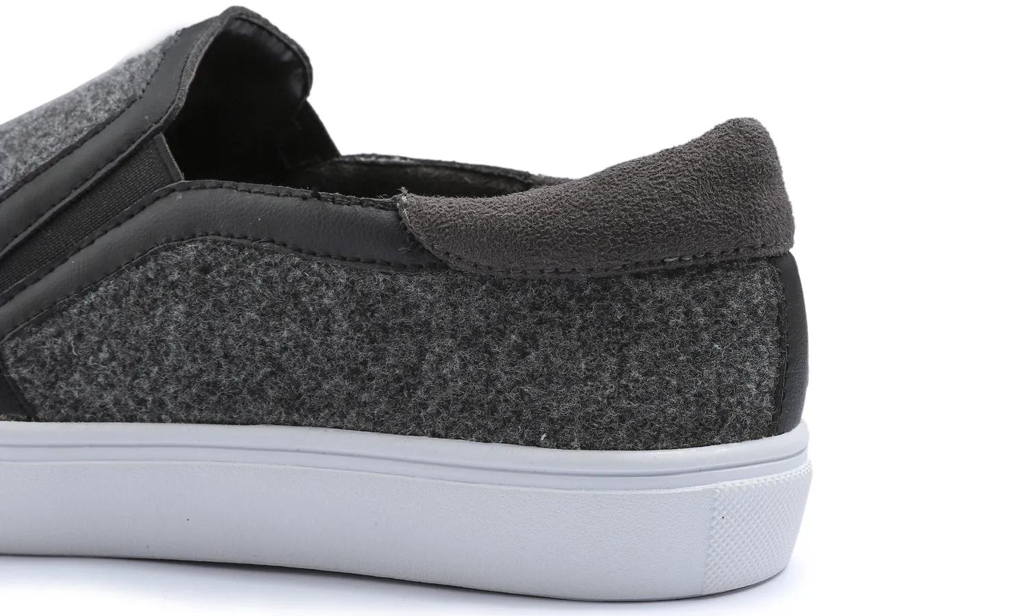 Feversole Women's Casual Slip On Sneaker Comfort Cozy Winter Warm Loafer Low Top Faux Dark Grey Woolen