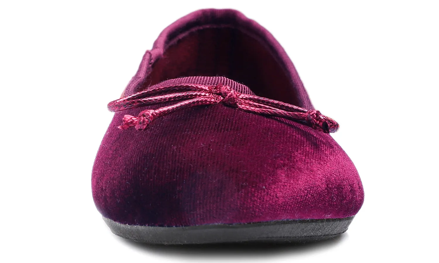 Feversole Women's Macaroon Faux Suede Memory Foam Cushion Insock Soft Ballet Flat Velvet Burgundy Red