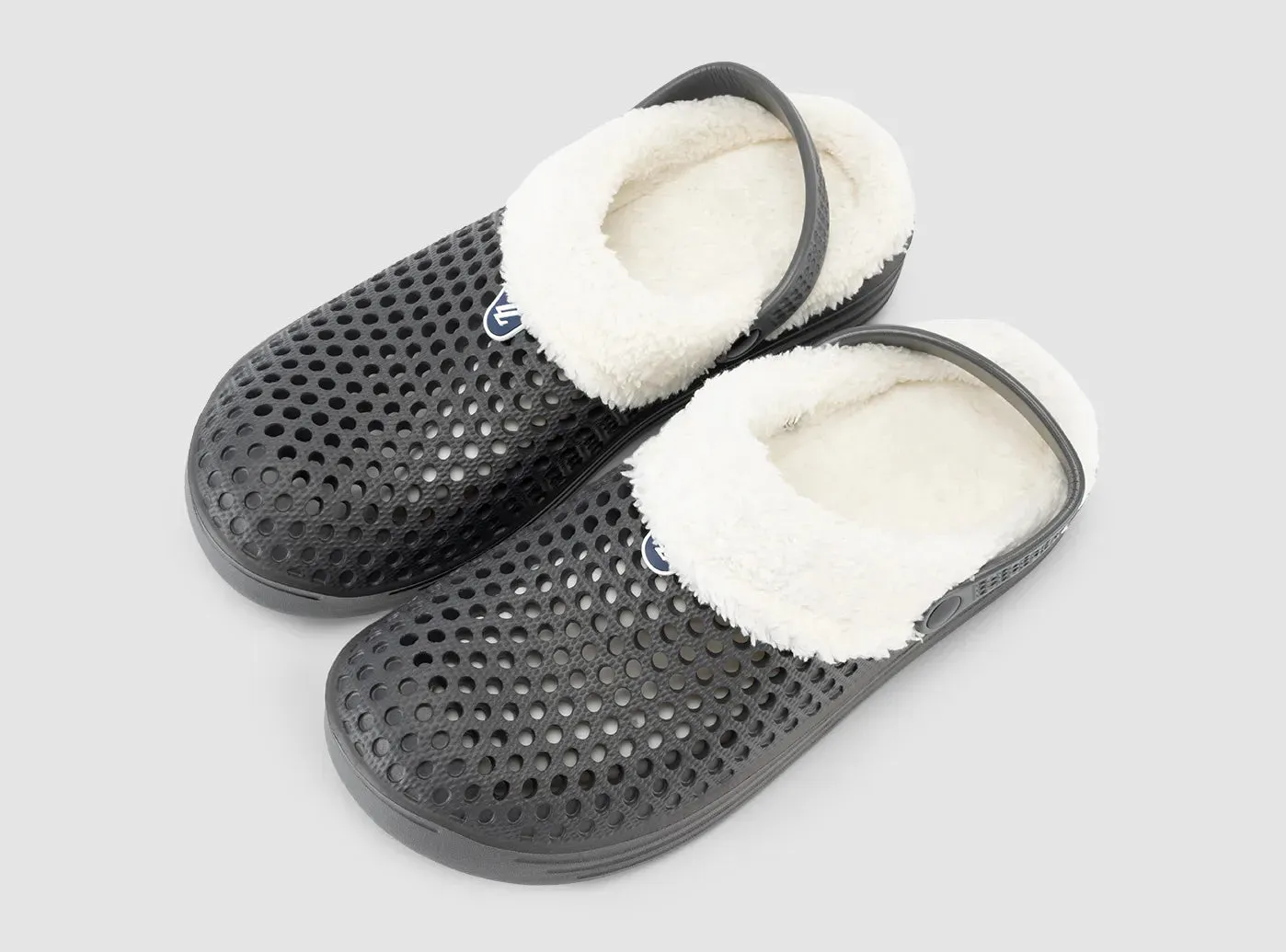 FitVille Men's Hollow Out Fur-lined Clogs