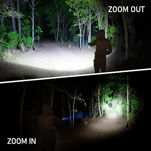 Flashlight Rechargeable,High Lumens Tactical Flashlight,Super Bright Small LED Flash Light-Zoomable,Adjustable Brightness,Long Lasting for Camping,Outdoors,Christmas Gifts Men&Women