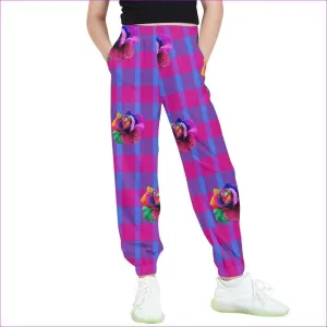 Floral Reign Plaid Kids Elastic Waist Pants