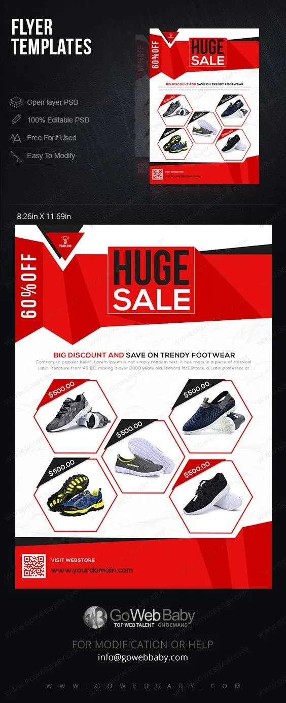 Flyer Templates - Trendy Footwear For Website Marketing