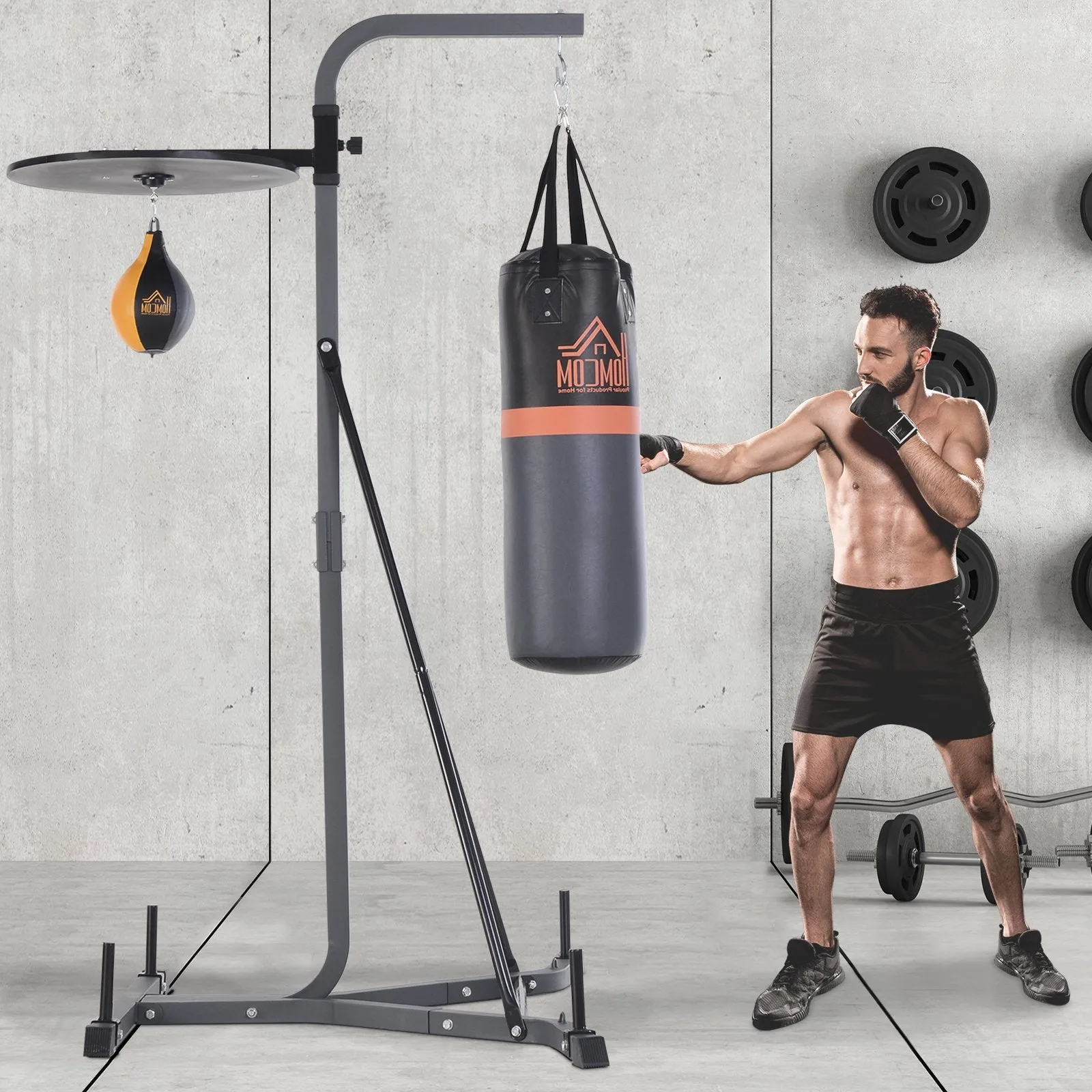 Freestanding Boxing Punch Bag & Speed Ball Station Hanging Frame Training Exercise Platform Home Gym Heavy Duty