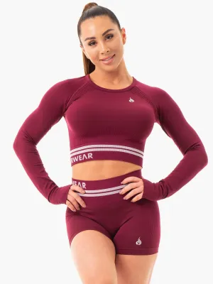 Freestyle Seamless Long Sleeve Crop - Burgundy