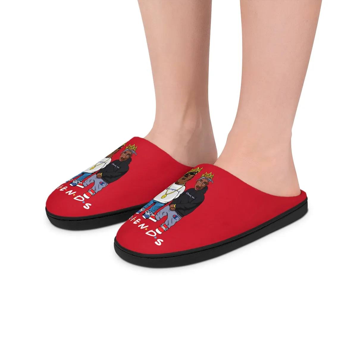 FRIENDS SLIPPERS BLACK  RED