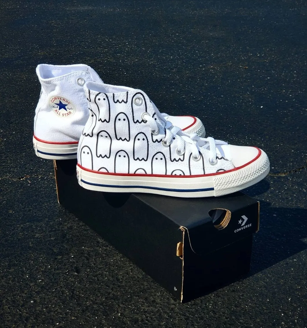 Ghoul Gang White High Tops - Custom Converse Shoes