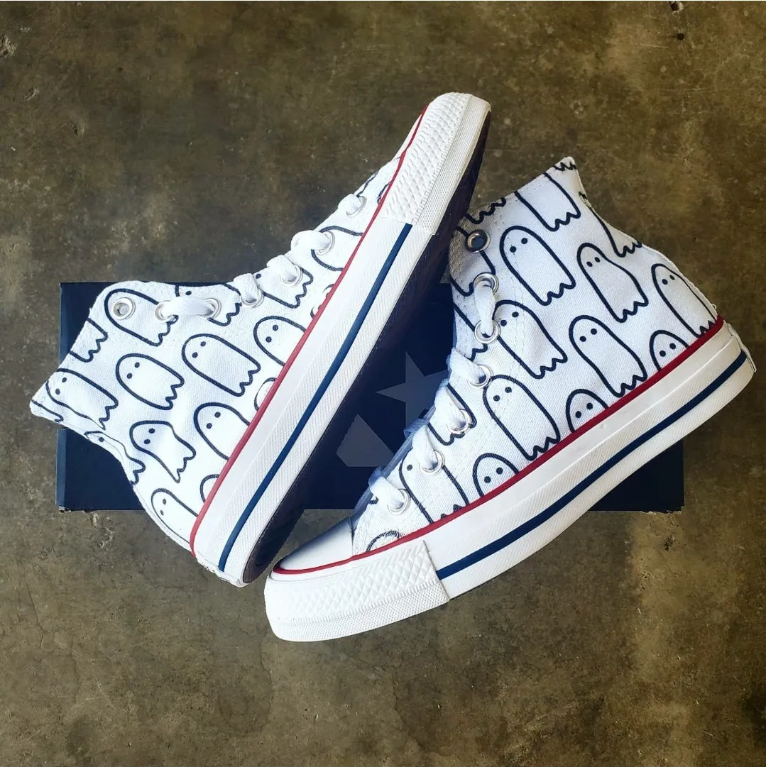 Ghoul Gang White High Tops - Custom Converse Shoes