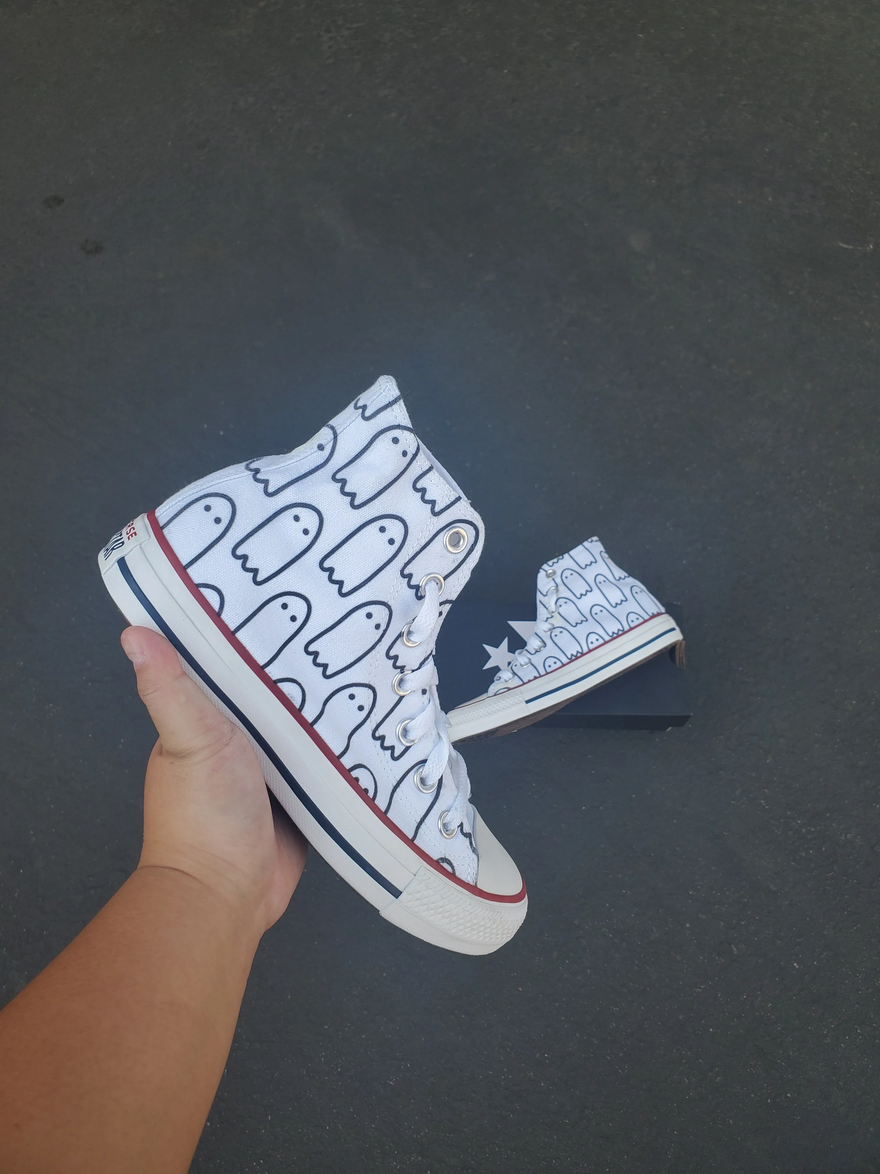 Ghoul Gang White High Tops - Custom Converse Shoes