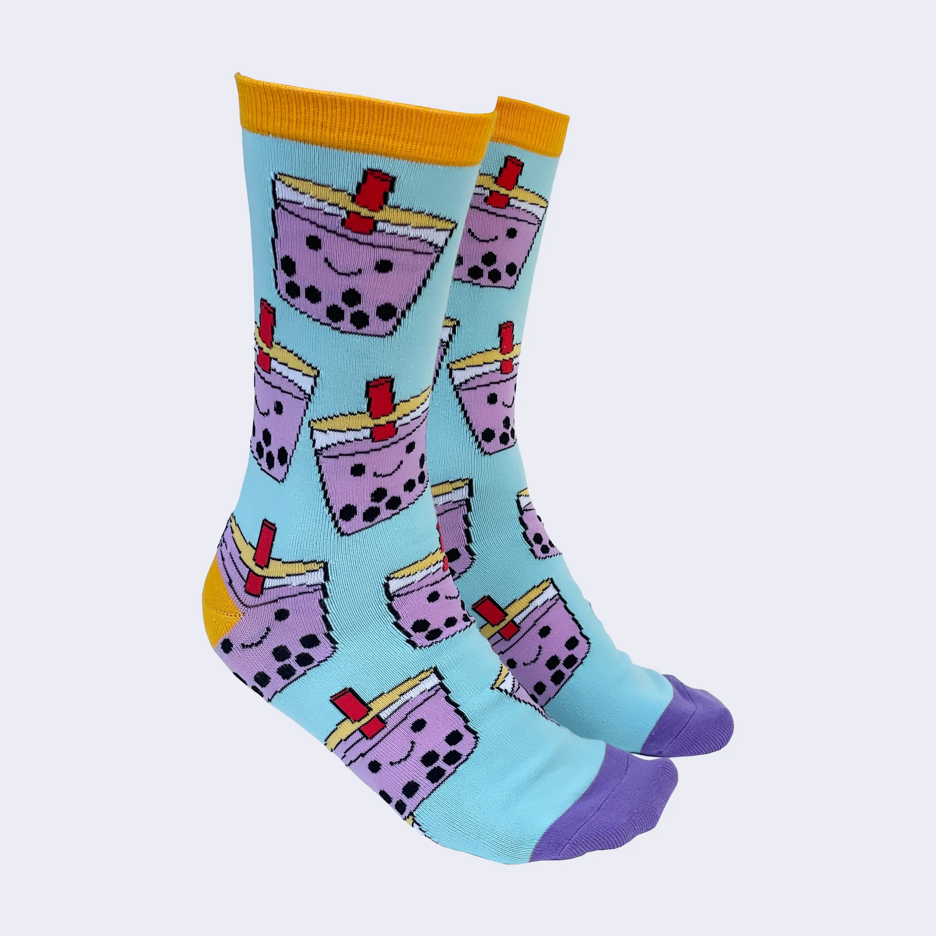 Giant Robot - Big Boba Socks - Light Blue w/ Taro Boba