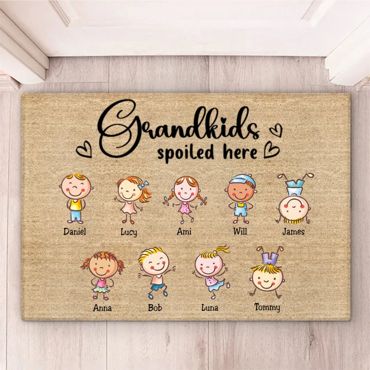 Grandkids - Grandkids Spoiled Here - Personalized Doormat