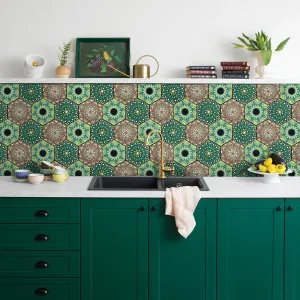 Green Boho Vintage Peel and Stick Vinyl Floor Tile Sticker