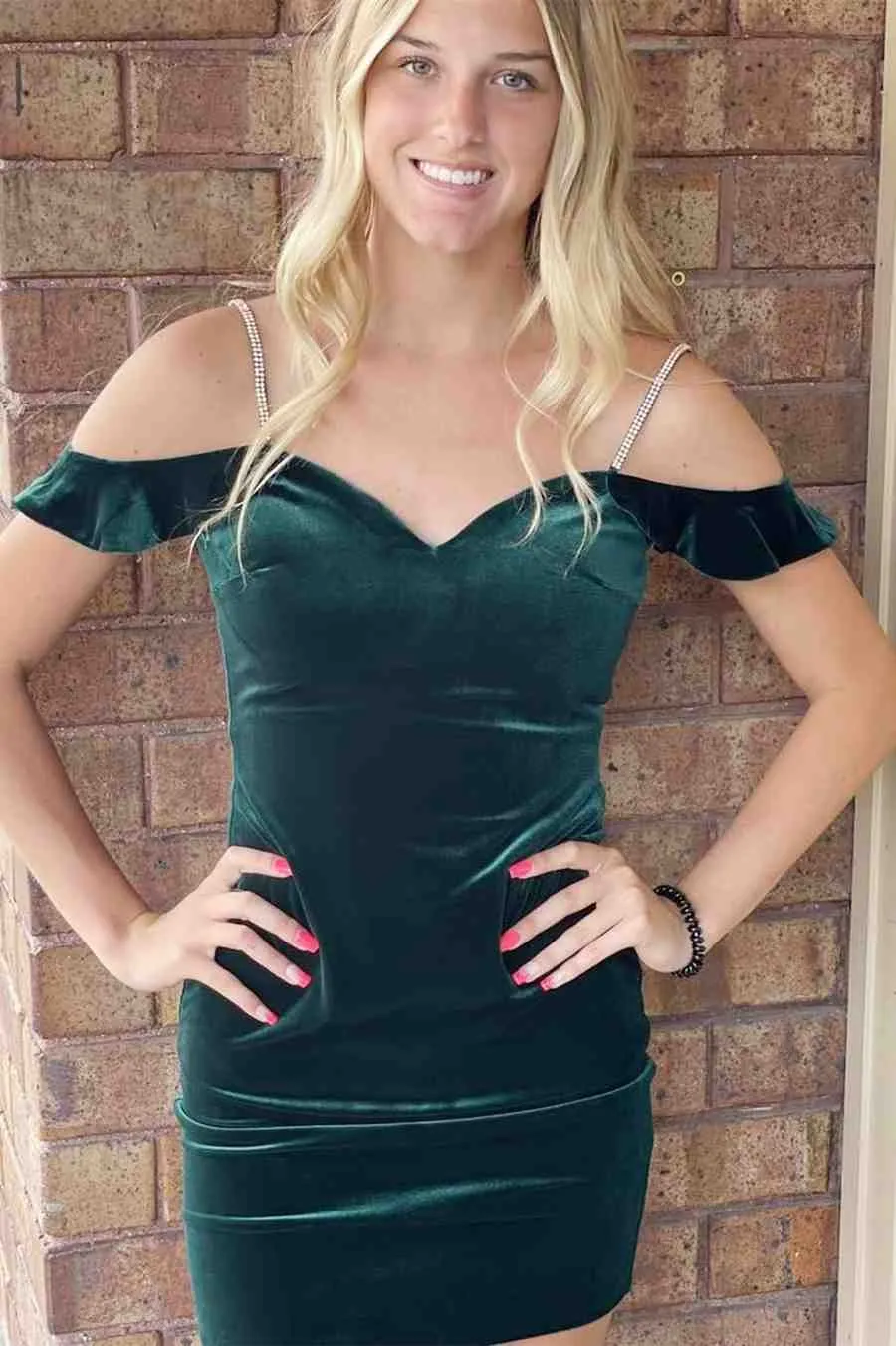 Green Velvet Bodycon Homecoming Dress,Navy Blue Cocktail Party Dresses