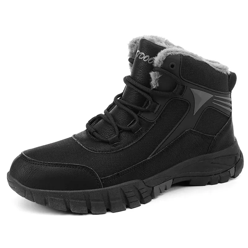 Hnzxzm Winter Boots for Men Warm Plush Outdoor Waterproof Hiking Sneakers High-top Casual Men Shoes Non-slip Ankle Boots Hombre