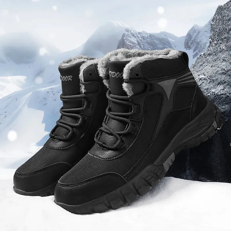 Hnzxzm Winter Boots for Men Warm Plush Outdoor Waterproof Hiking Sneakers High-top Casual Men Shoes Non-slip Ankle Boots Hombre