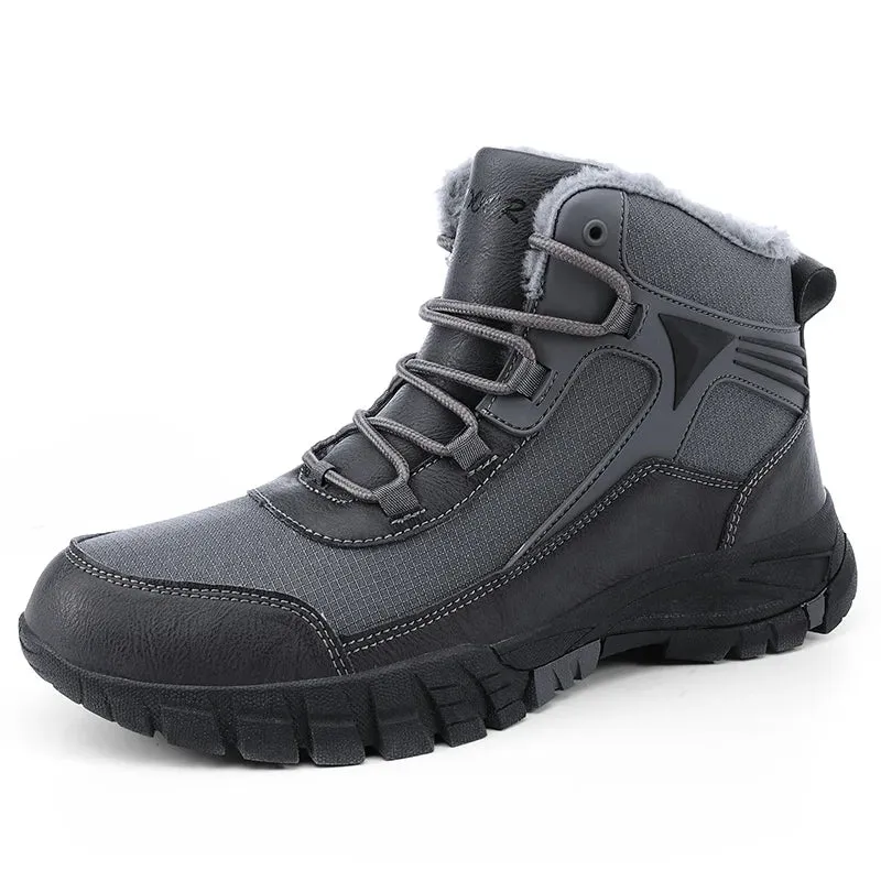 Hnzxzm Winter Boots for Men Warm Plush Outdoor Waterproof Hiking Sneakers High-top Casual Men Shoes Non-slip Ankle Boots Hombre