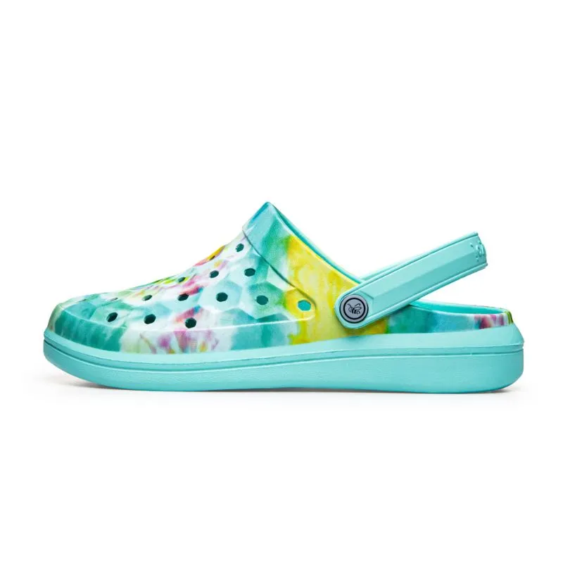 Joybees Graphic Island Aqua Washed Tie Dye Varsity Women's Clog