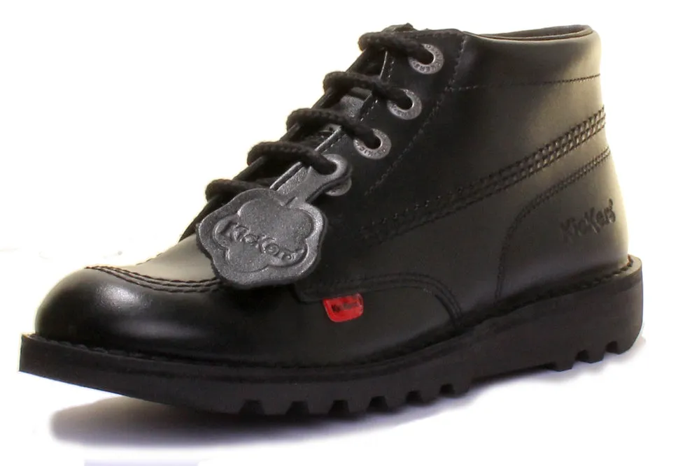 Kickers Kick Hi Youth In Black in Teen UK Size 3 - 6