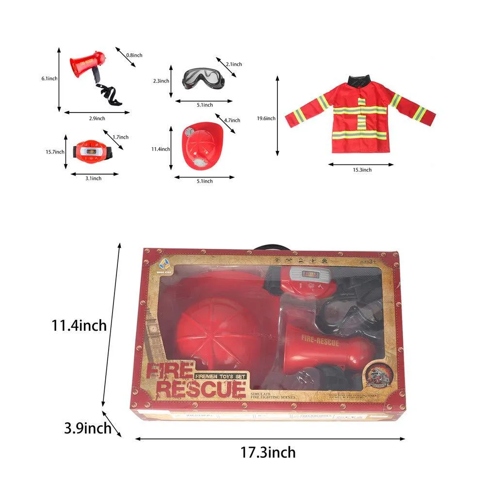 Kids Fireman Costume Toy for Kids with Complete Firefighter Accessories