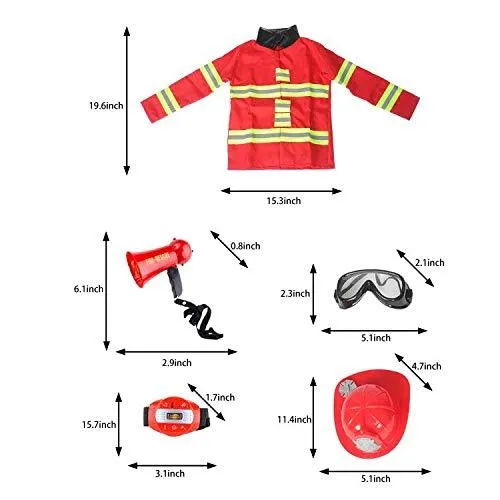 Kids Fireman Costume Toy for Kids with Complete Firefighter Accessories