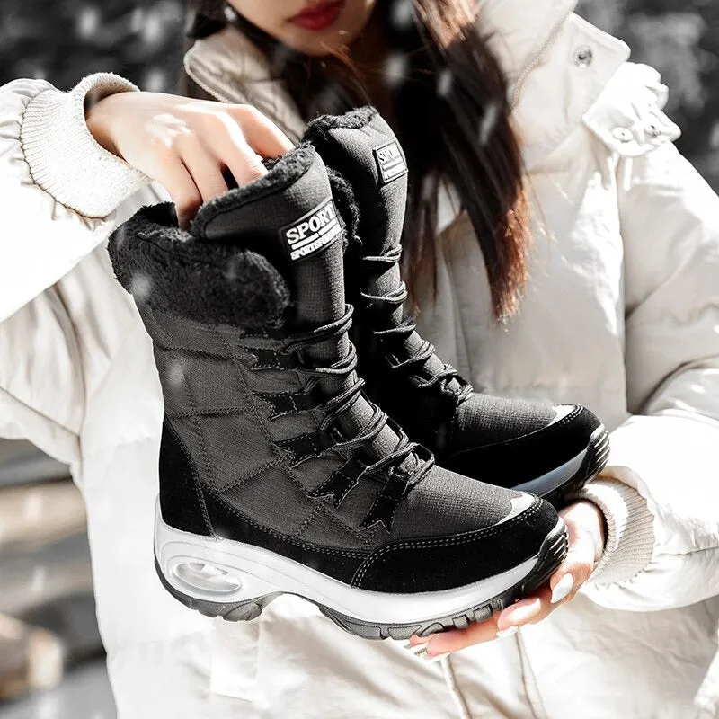 Lace-up Mid-Calf Ergonomic Winter Snow Boots for Women