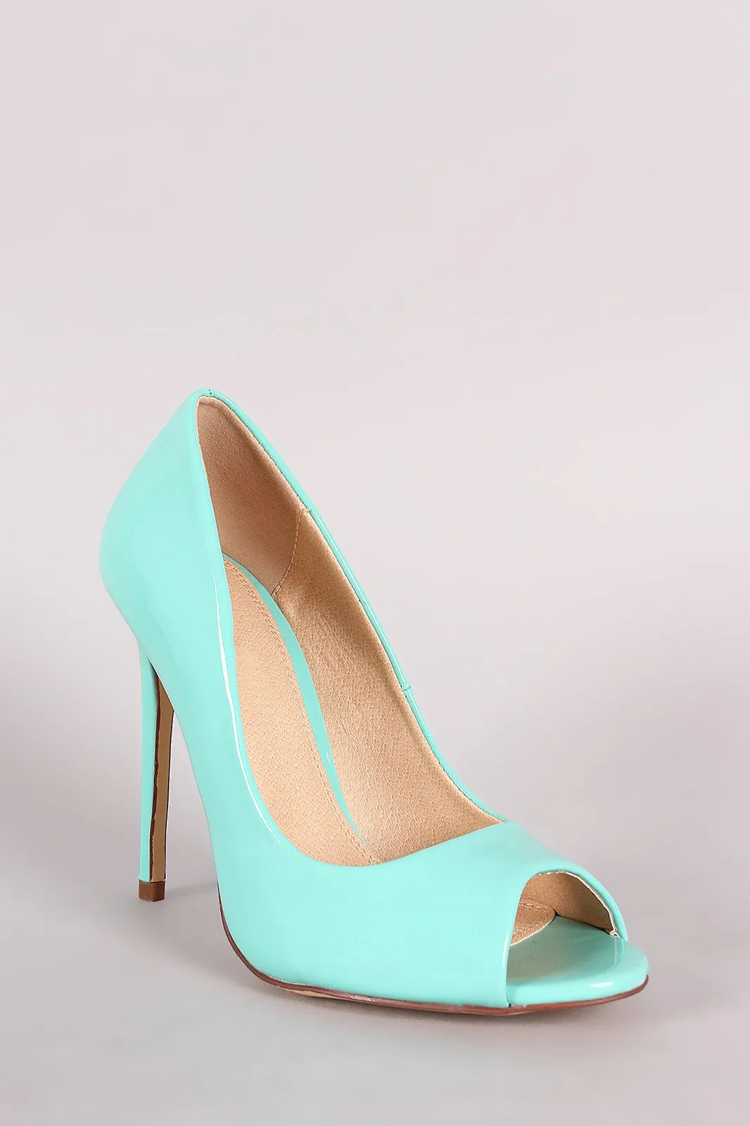 Liliana Glossy Peep Toe Stiletto Pump