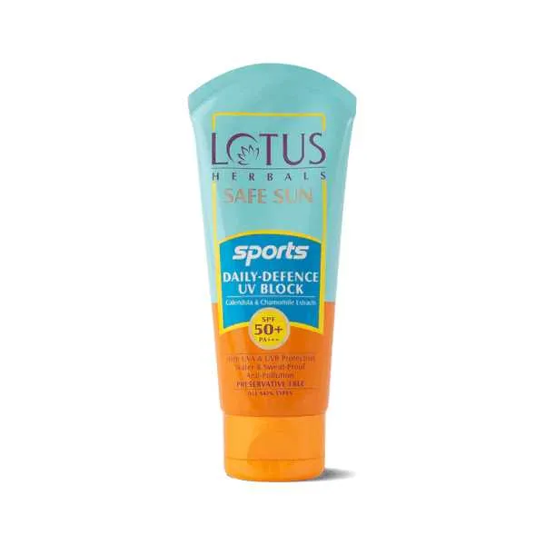 Lotus Herbals Safe Sun Sports Daily-Defence UV Block Sunscreen SPF 50  - 80 gm