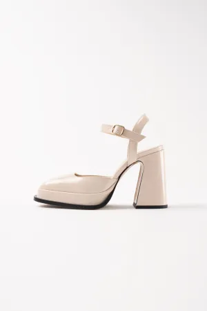 MALASANA - Off-White Patent Leather Platform Pumps