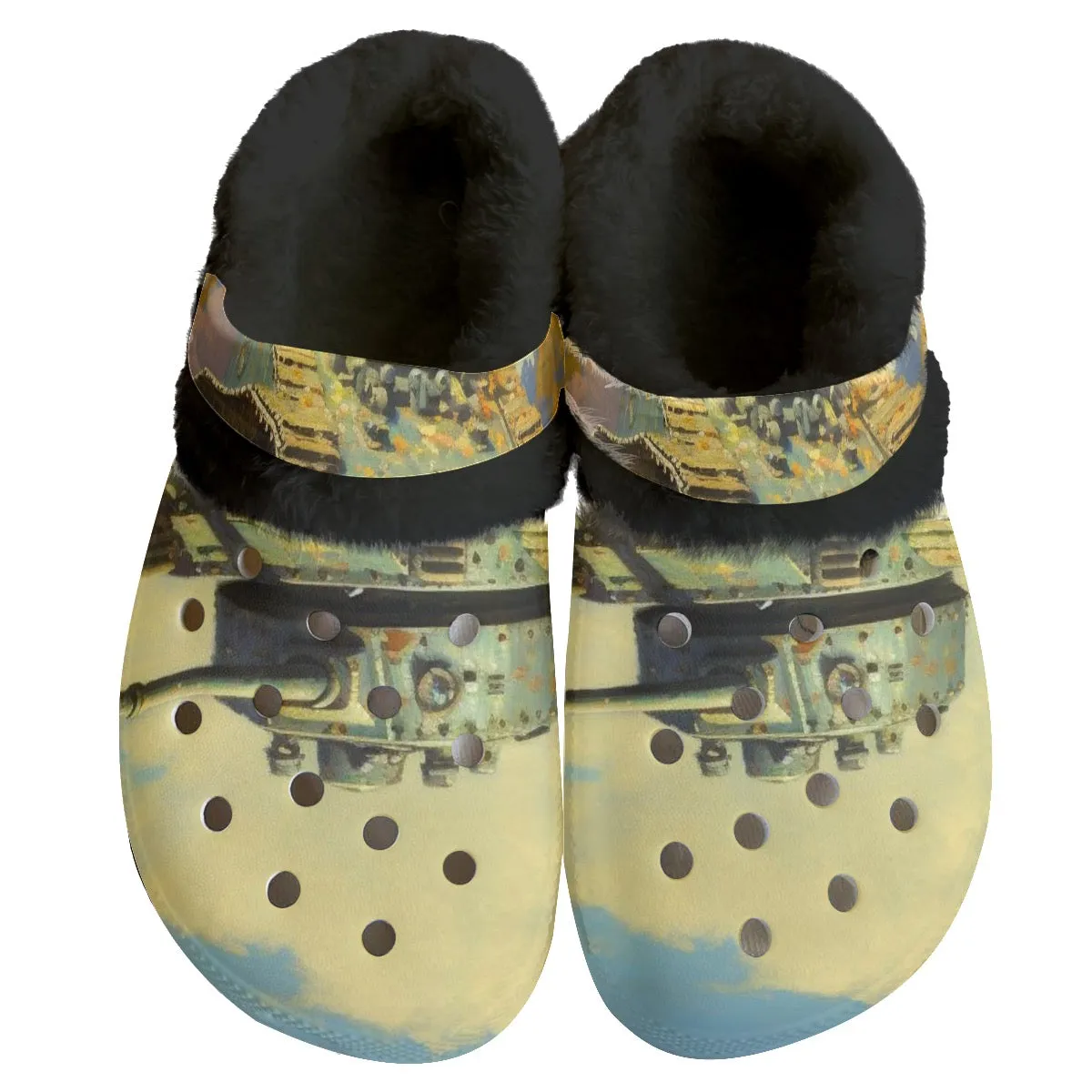 Mc#25 Men's Classic Clogs with Fleece, tank print