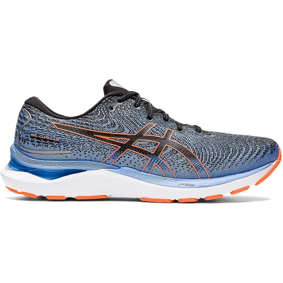 Men's Asics GEL-Cumulus 24, Black/Shocking Orange, 8 2E Wide