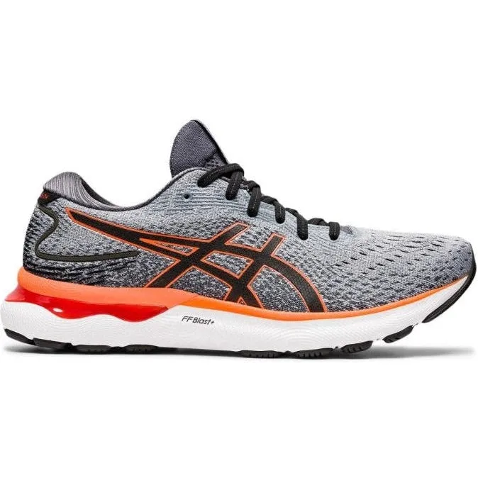 Men's Asics Gel-Nimbus 24, Sheet Rock/Shocking Orange, 12 2E Wide