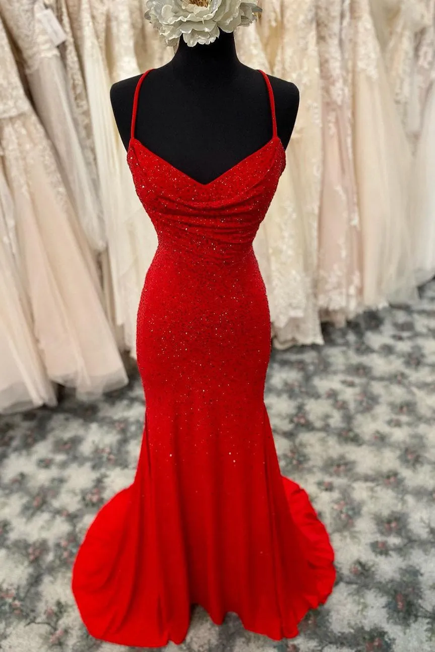 Mermaid Long Red Prom Dress with Rhinestones,Royal Blue Bodycon Dresses