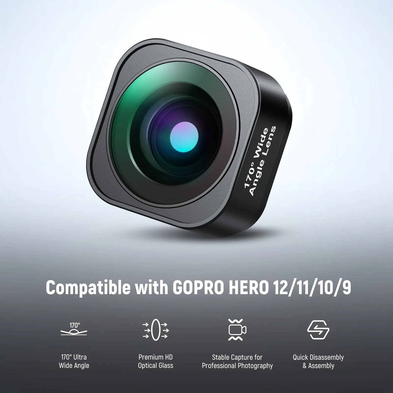 NEEWER LS-37 170° Ultra Wide Angle Lens compatible with GoPro Hero 12/11/10/9