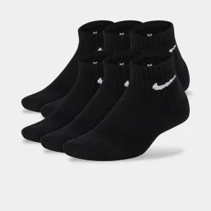 Nike Everyday Children's Cushioned Ankle Socks (6 Pack) Black / White