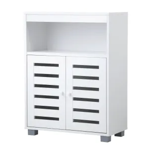 Oikiture Shoe Rack Shoes Storage Cabinet Organiser Shelf 2 Doors White