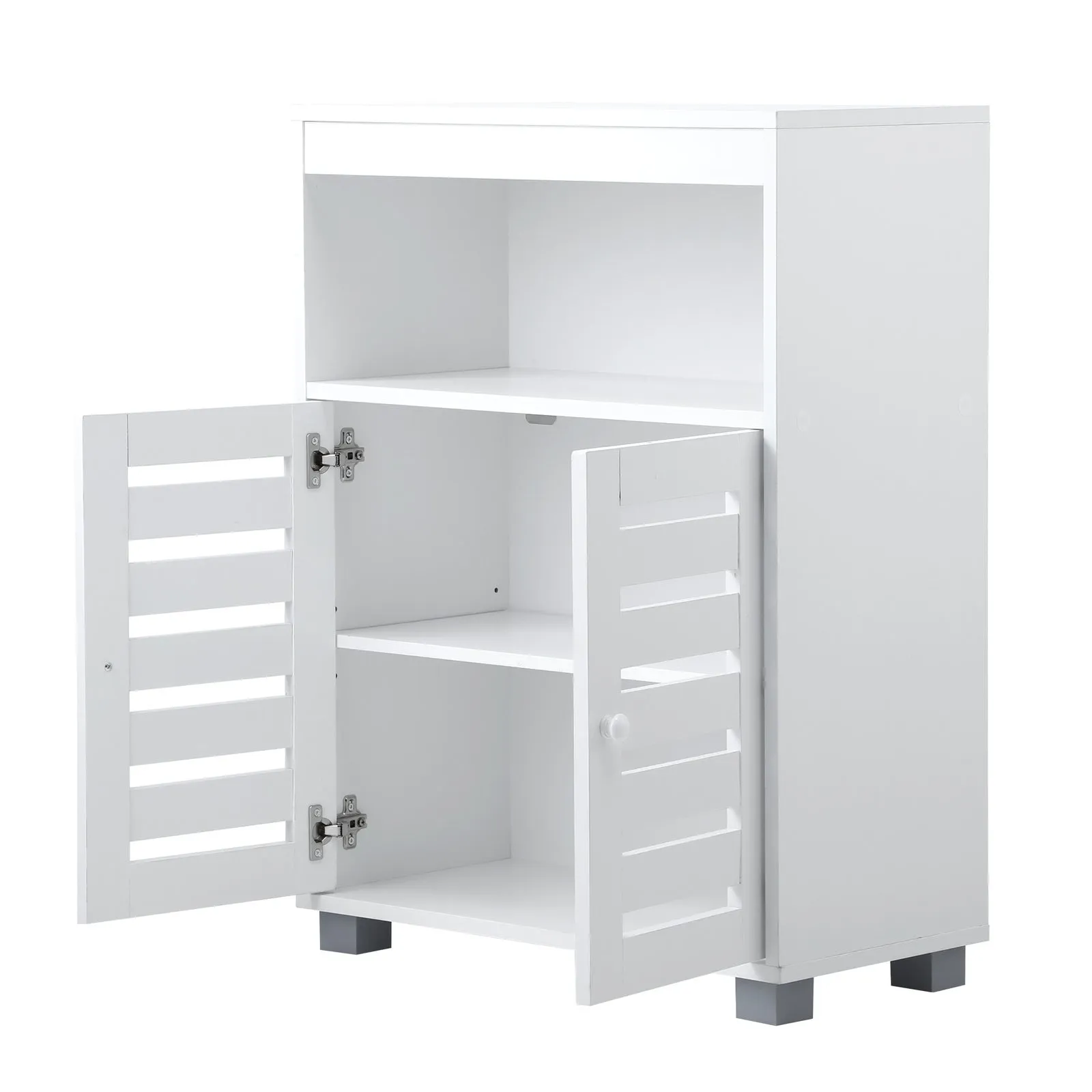 Oikiture Shoe Rack Shoes Storage Cabinet Organiser Shelf 2 Doors White