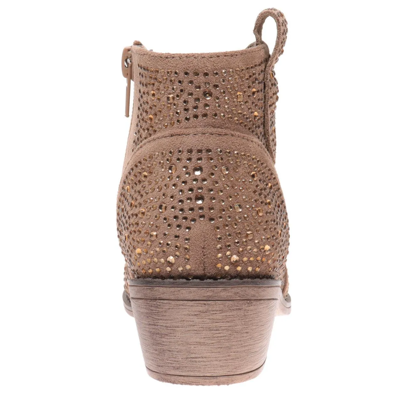 Pierre Dumas "Wilder" Kids Faux Suede Sparkle Bootie with Side Zip (Taupe)