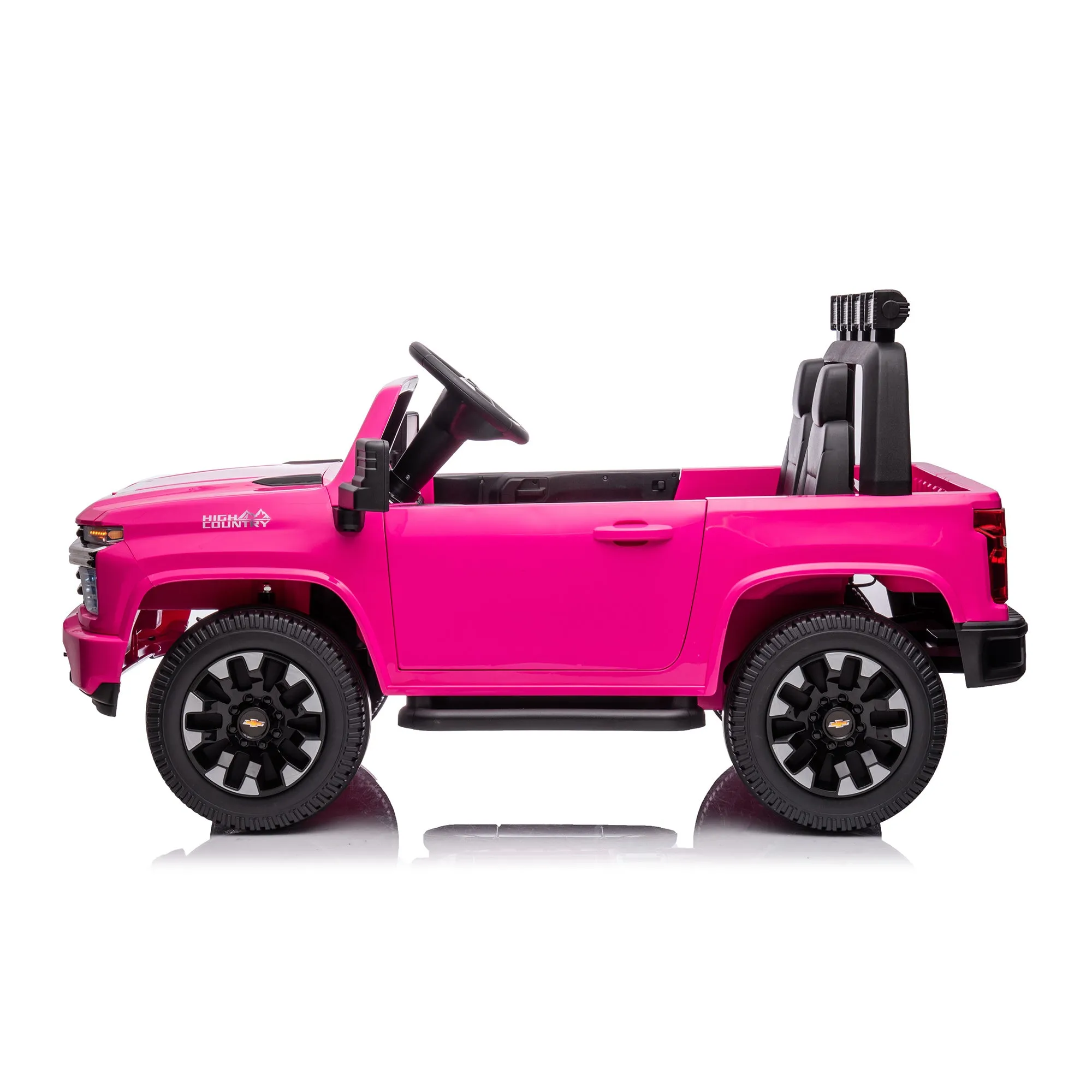 Pink, 24V 2 Seater Ride On Truck Car, Licensed Chevrolet Silverado HD Electric Car for Kids, 4WDmotors, with2.4G Remote Control, Metal Suspension, Soft Start, FM/Bluetooth/Music, LED Light,Toys Gifts